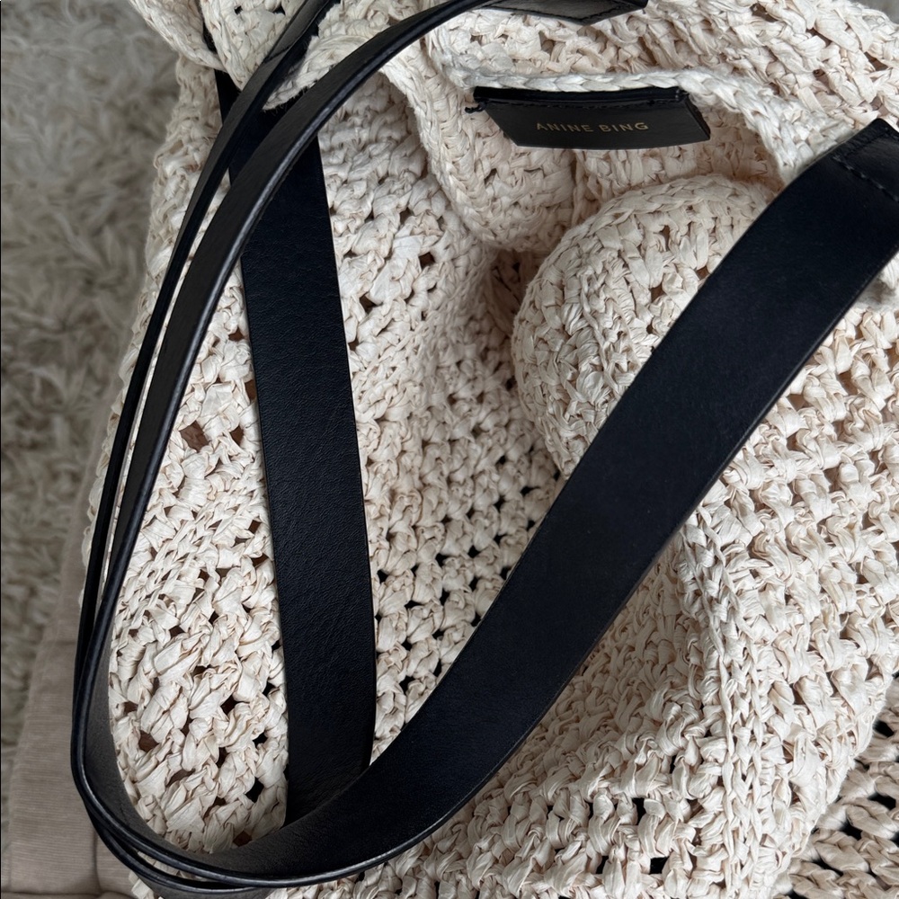 Anine Bing Crochet Tote in Cream - Picture 11 of 12